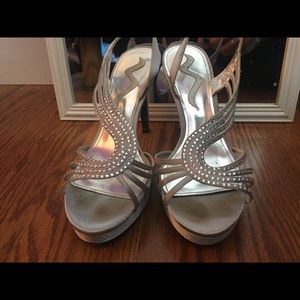 Silver prom shoes